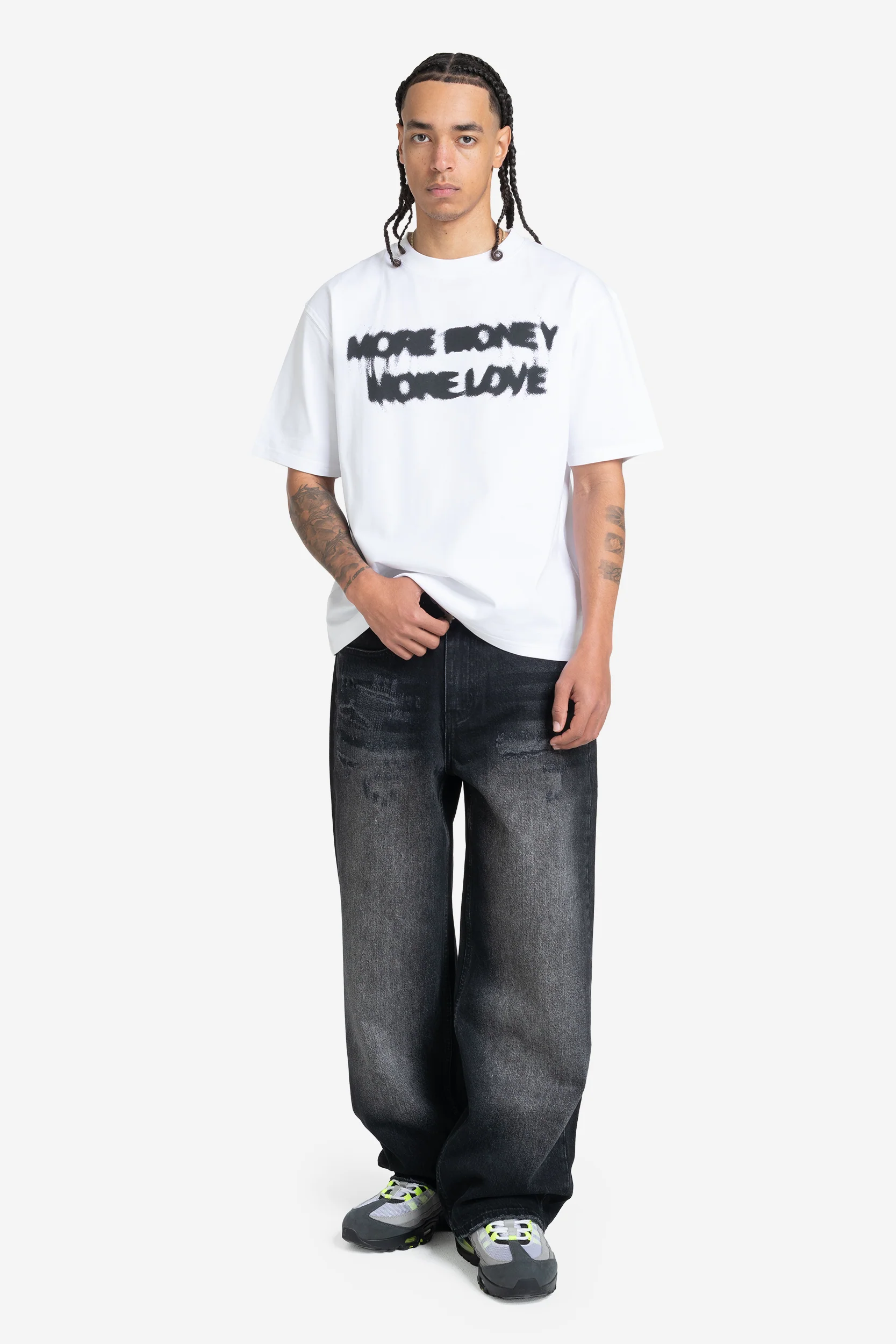 LUCID SIGHT TEE WHITE + REPAIR DENIM IRON BLACK