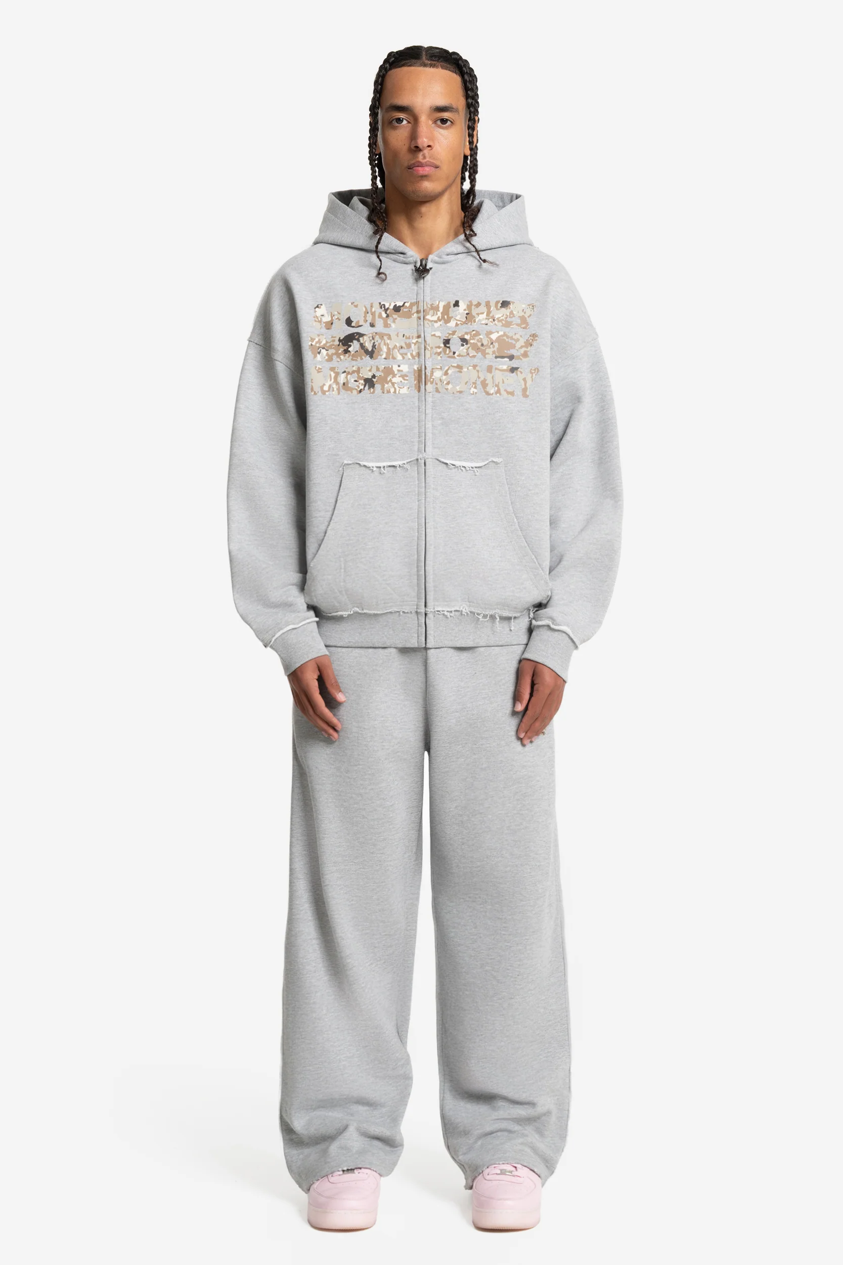 MONEY CALLING FLATLOCK ZIP + JOGGER GREY MELANGE - Image 3