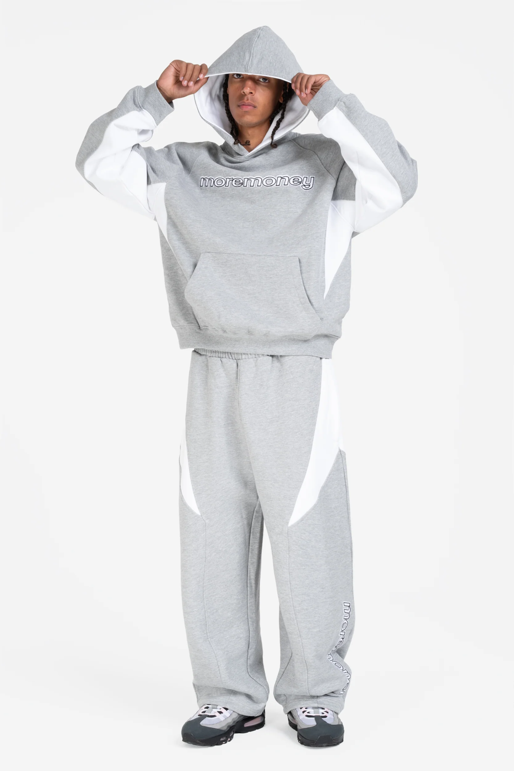 PANEL HOODIE GREY MELANGE - Image 3